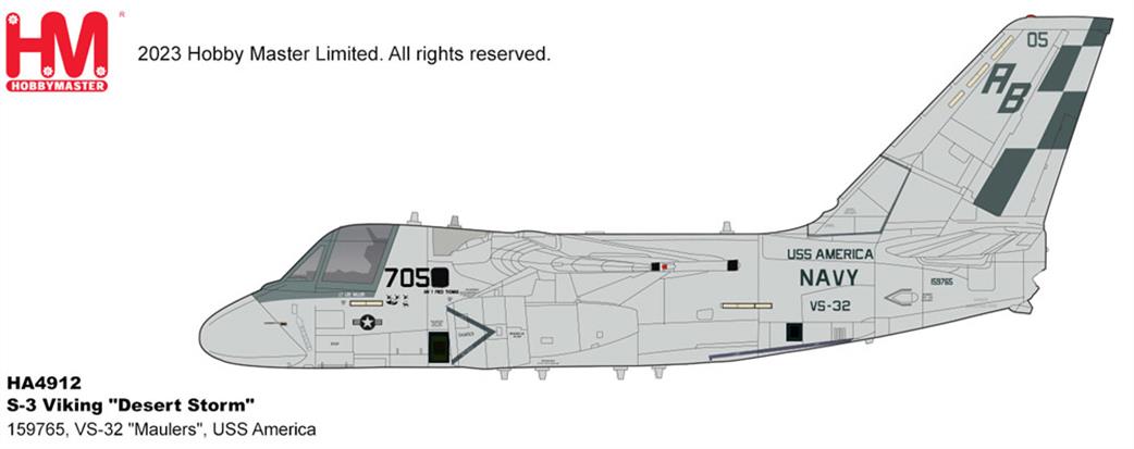 Hobby Master 1/72 HA4912 Lockheed S-3 Viking Desert Storm Vs-32 Maulers Uss America Diecast model