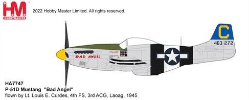 "P-51D Mustang ""Bad Angel"" flown by Lt. Louis E. Curdes, 4th FS, 3rd ACG, Laoag, 1945"