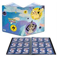 Portfolios contain ten 9-pocket pages. The folders can hold up to 180 cards if you put them back to back or 90 in deck protectors.Features a Pikachu &amp; Mimikyu design on the front.