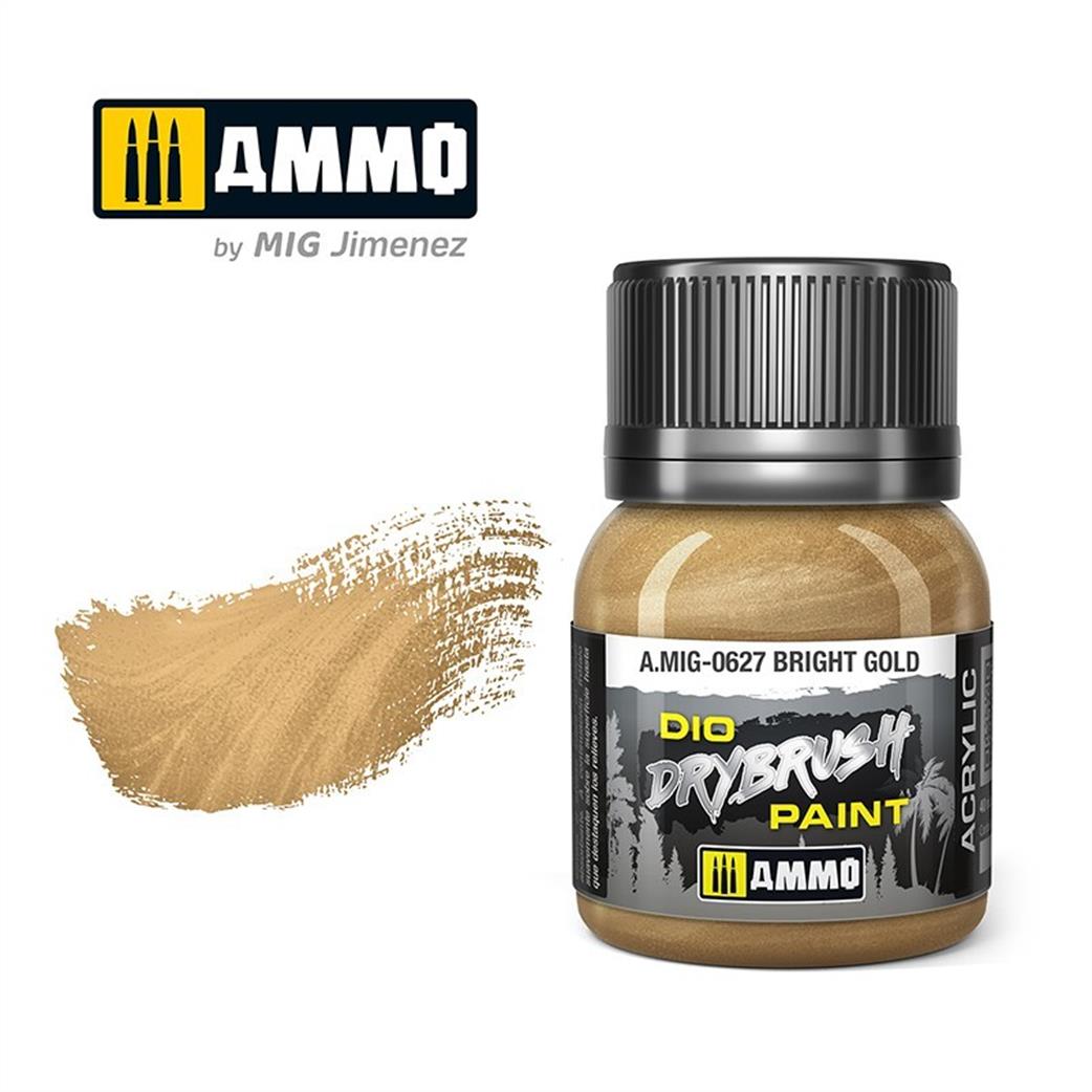 Ammo of Mig Jimenez  A.MIG-0627 Bright Gold Special Drybrush Paint 40ml Pot