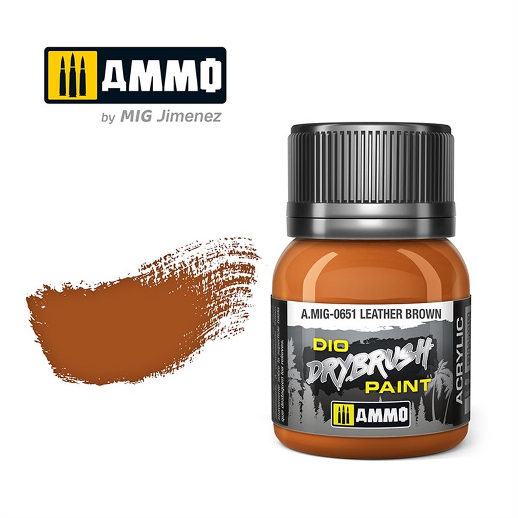 Ammo of Mig Jimenez  A.MIG-0651 Leather Brown Special Drybrush Paint 40ml Pot