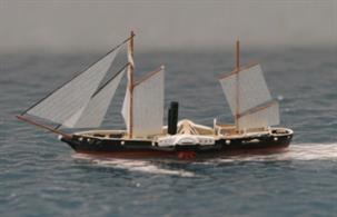 Der Konigliche Ernst August is a 1/1250 scale, waterline metal model of a paddle-driven steam corvette of 1849 by WDS models, WDS BM K 75. It is currently listed as available to be made to order.