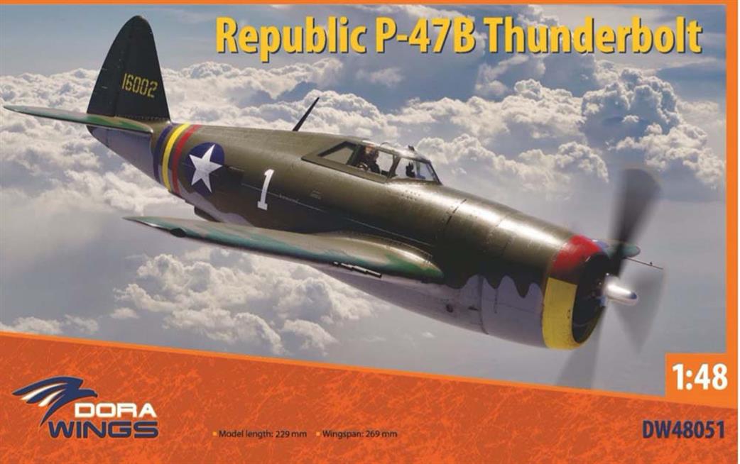 Dora Wings 1/48 48051 Republic P-47B Thunderbolt US Fighter WW2 Plastic Kit