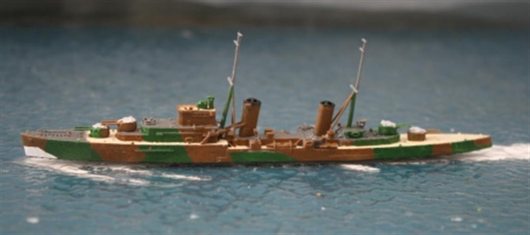 John's Model Shipyard 1/1200 RN312 Kit of Dido-class cruiser with a 4in gun in Q-position.