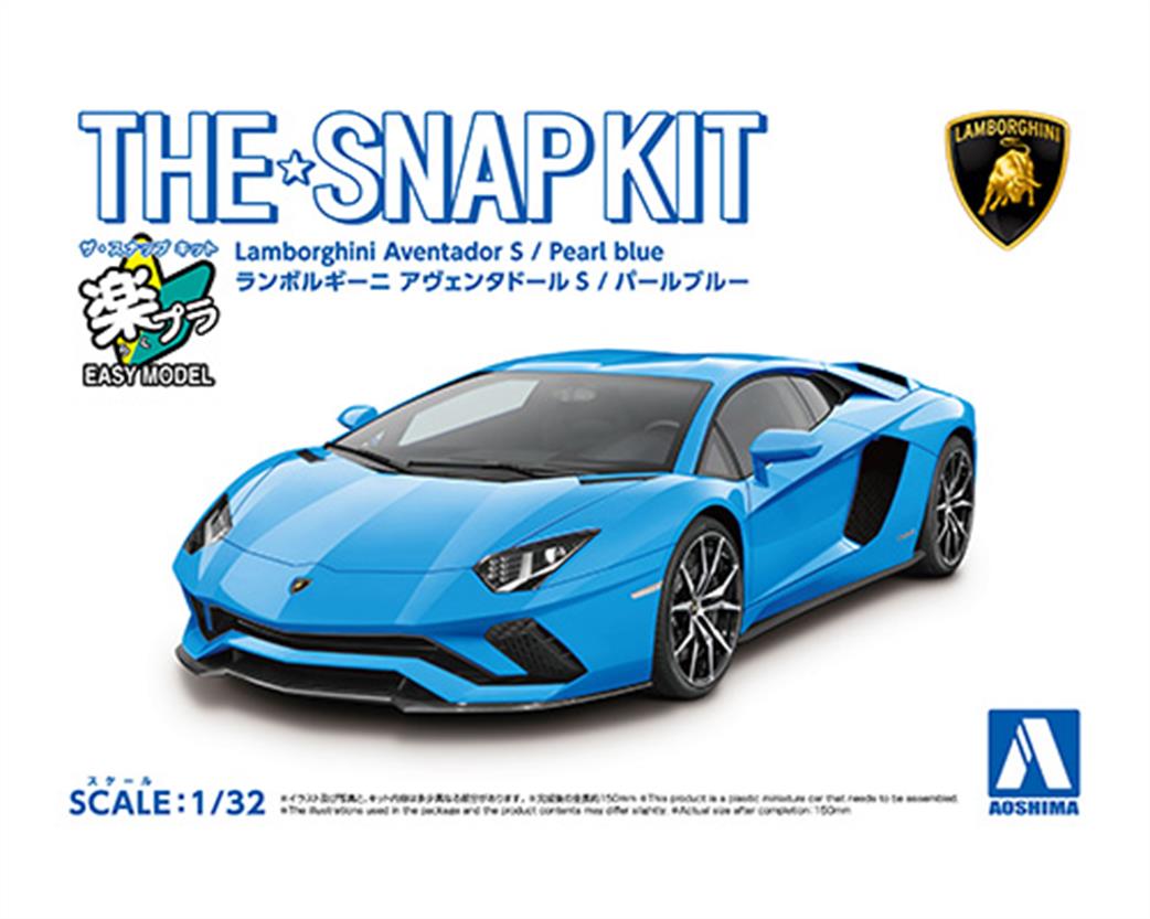 Aoshima 1/32 63491 Lamborghini Aventador S Pearl Blue Snap Together Plastic Kit