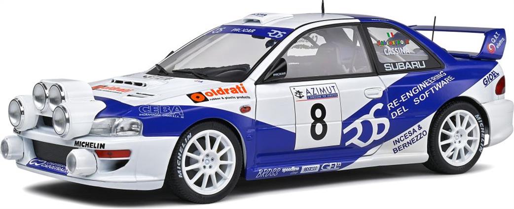 Solido 1/18 S1807403 Subaru Impreza S5 WRC99 White Rally Azimut Di Monza 2000 Diecast Model