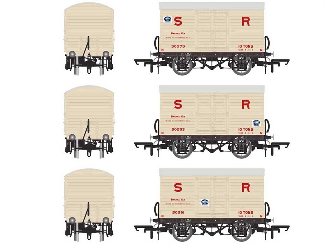 Accurascale ACC2046 Southern Railway D1478 Banana Vans Pre-1936 Triple Pack 2 Stone Livery Large Red Lettering OO