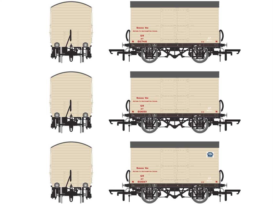 Accurascale OO ACC2047 Southern Railway D1478 Banana Vans 1936-1941 Triple Pack 1 Stone Livery Small Red Lettering