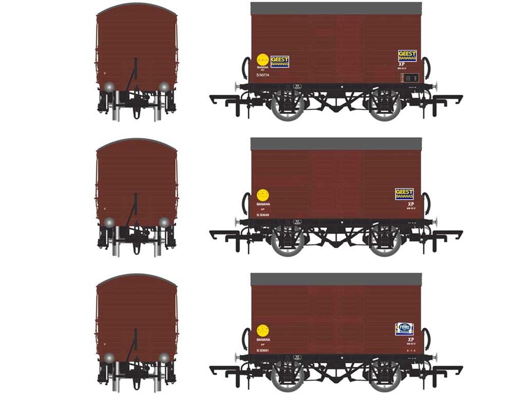 Accurascale OO ACC2049 BR ex-SR D1478 Banana Vans 1961 Onwards Triple Pack BR Bauxite Geest/Fyffes