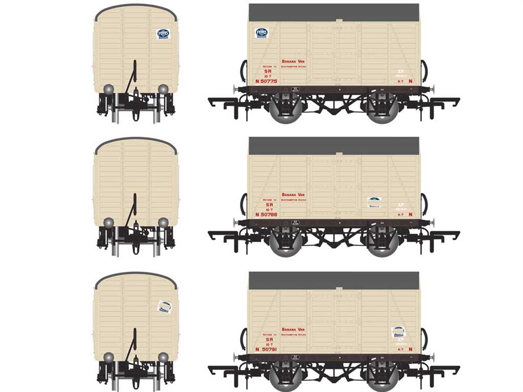 Accurascale OO ACC2050 Southern Railway D1479 Banana Vans 1936-1941 Triple Pack 2 Stone Livery Small Red Lettering