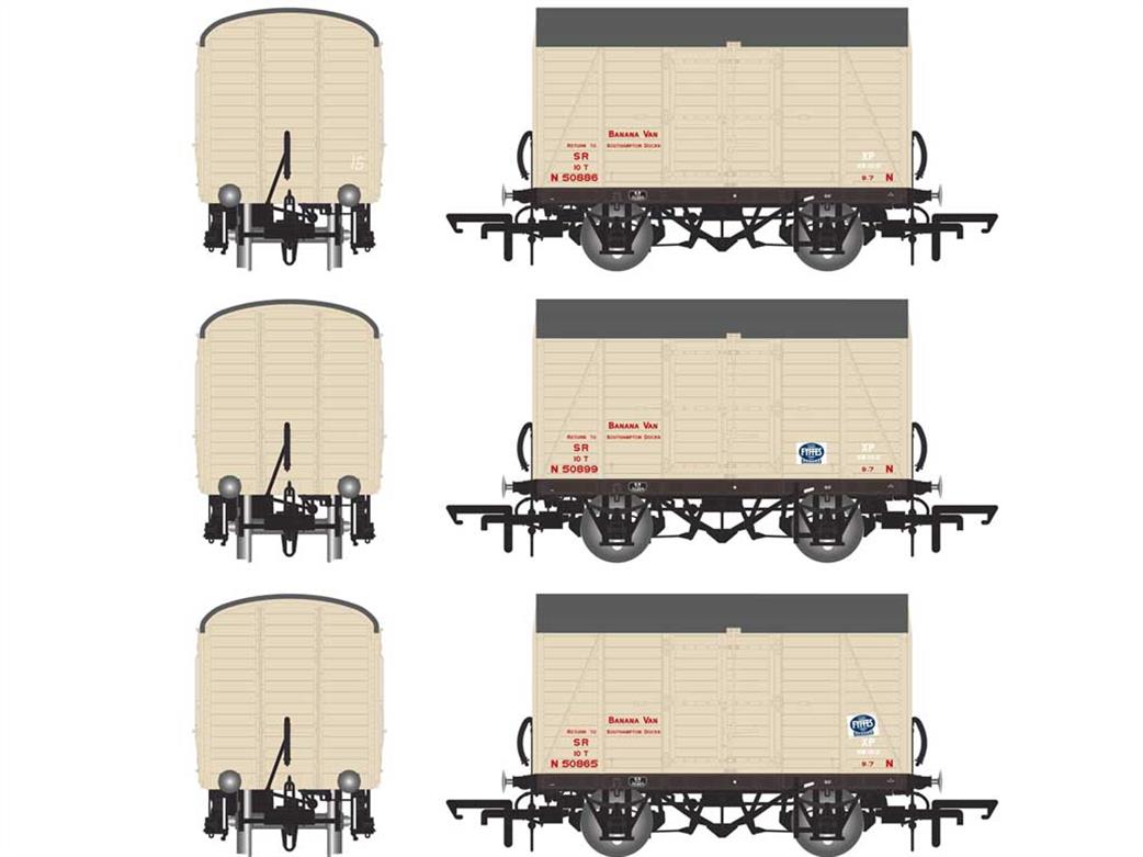 Accurascale OO ACC2051 Southern Railway D1479 Banana Vans 1936-1941 Triple Pack 3 Stone Livery Small Red Lettering