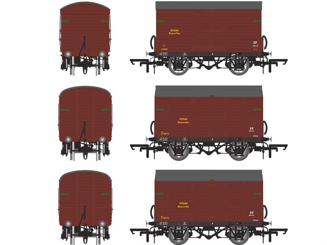 Accurascale OO ACC2052 BR ex-SR D1478 D1479 Banana Vans 1948-1950 Triple Pack SR Red Oxide Early BR Lettering