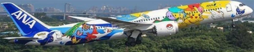J C Wings JCW SA2049A Boeing 787-9 Dreamliner All Nippon Airways Pikachu Jet JA894A Flap Down W/Stand Diecast Model 1/200