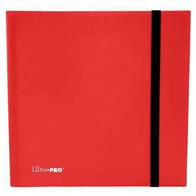 12-pocket Apple Red PRO-Binder with embossed middle black web material gives cards a classic framed look. Side loading pocket design to prevent cards from easily falling out. Elastic strap holds the binder shut when not in use. All materials made from archival-safe, acid-free non-PVC material. Holds 480 cards in Ultra Pro Deck Protector sleeves.