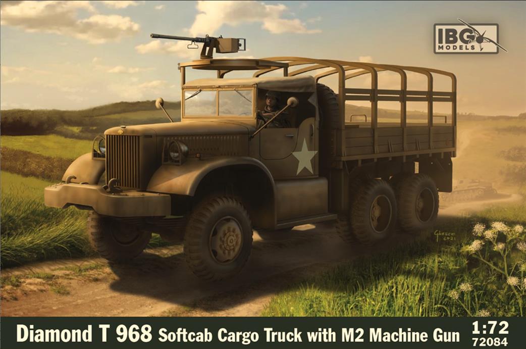 IBG Models 1/72 72084 Diamond T 968 Softcab Cargo Truck with M2 Machine Gun Plastic Kit