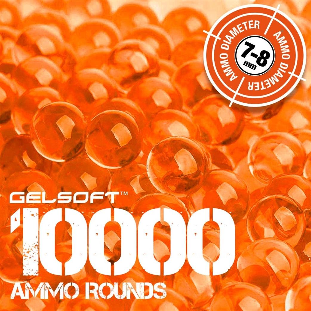 Gelsoft 1/1 GEL-AMMO-ORANGE 10,000 Orange Ammo Rounds 7-8mm