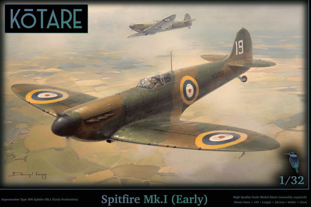 Kotare 1/32 K32004 Spitfire MK1 Early RAF Fighter Plastic Kit