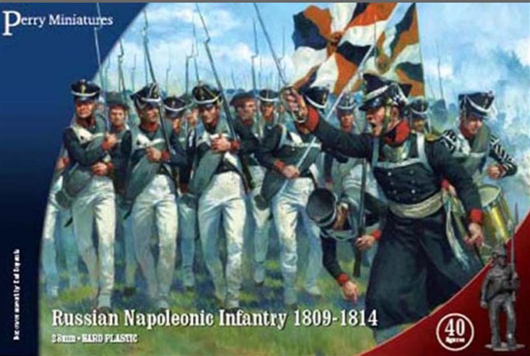 Perry Miniatures 28mm RN20 Napoleonic Russian Line Infantry 1809-1814 40 Hard Plastic Figures Unpainted