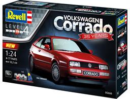 1:24 scale model kit of the VW Corrado is the perfect gift for any VW fan or modeler. With new parts and improved detailing, this kit is sure to impress. The VW Corrado was released in 1988 and only 97535 examples were made. Now you can own your own piece of history with this detailed model kit. With 77 parts, this level 4 advanced model kit is perfect for experienced modelers ages 12 and up.