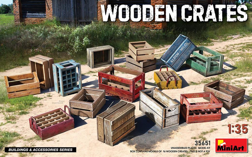 MiniArt 1/35 35651 Wooden Crates Ready To Assemble And Paint 16 In Total