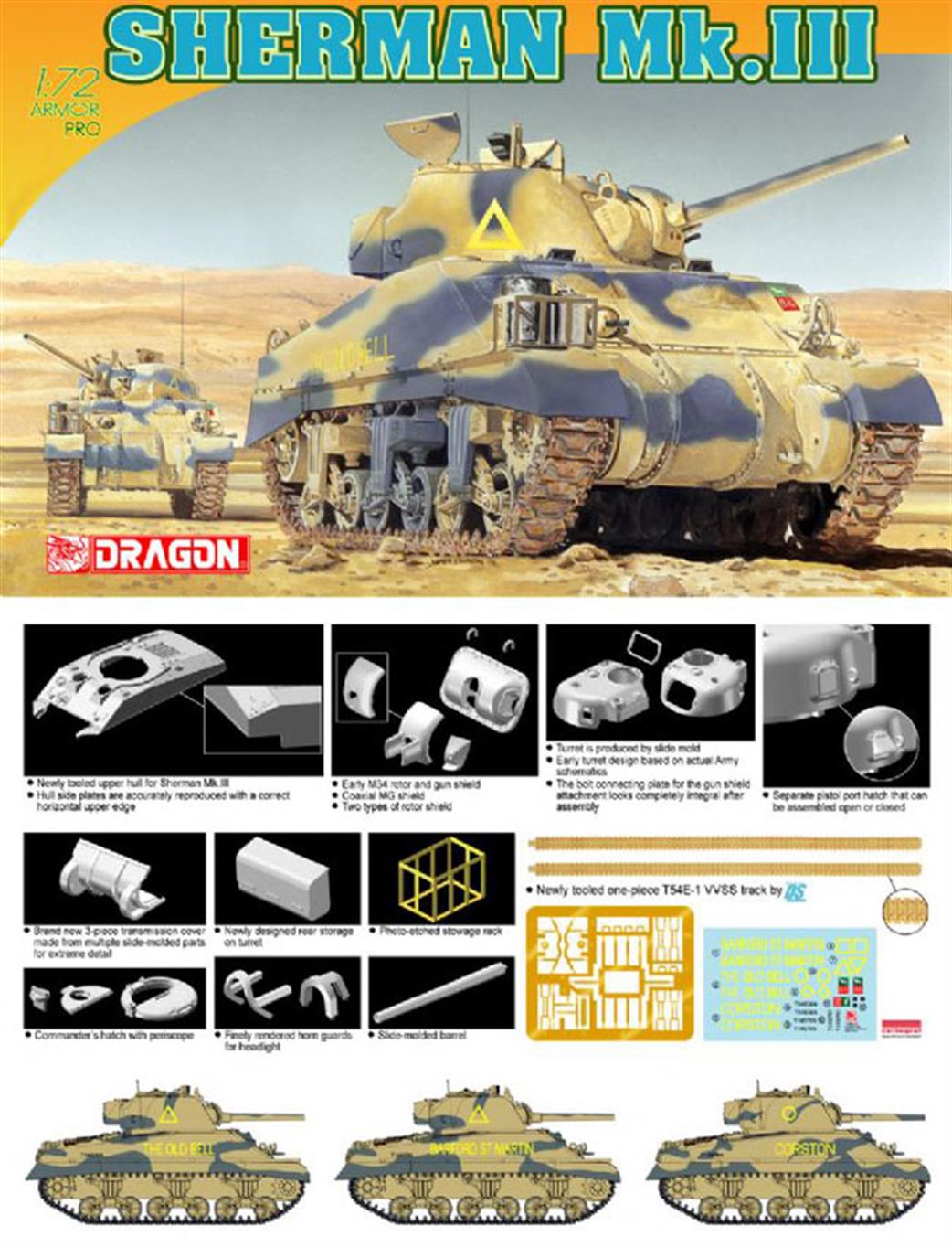 Dragon Models 1/72 7288 Sherman MKIII Tank Model