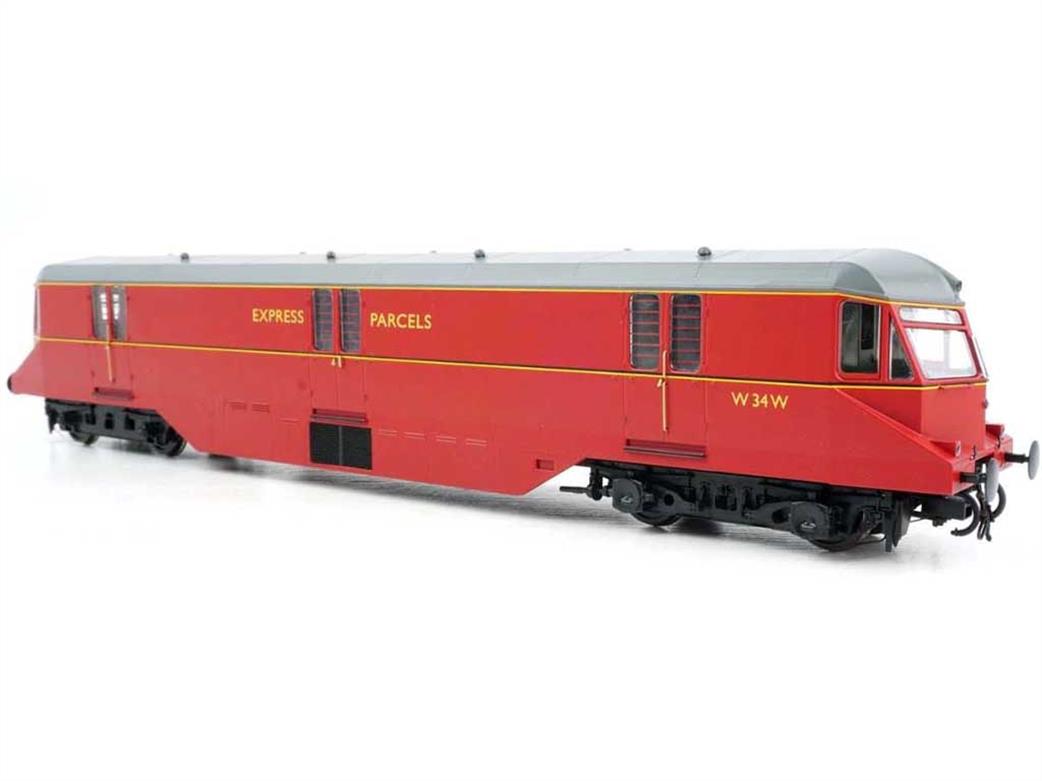 Heljan 19432 BR W34W ex-GWR Razor-edge Type Express Parcels Railcar Lined Crimson Weathered OO