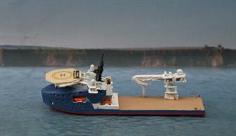 MV Topaz Tangarao is a 3000 ton, multi-purpose, off-shore support vessel, completed in 2019. The model is a 1/1250 scale waterline model by Albatros SM, catalogue number AL303, new in 2023.