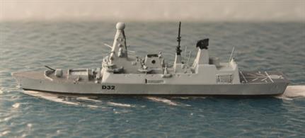 HMS Daring in 2023 is represented by a new model from Albatros, Alk306-1. The casting has been revised to represent a Type 45 Destroyer post refit to solve the problems encountered when these ships first entered service.