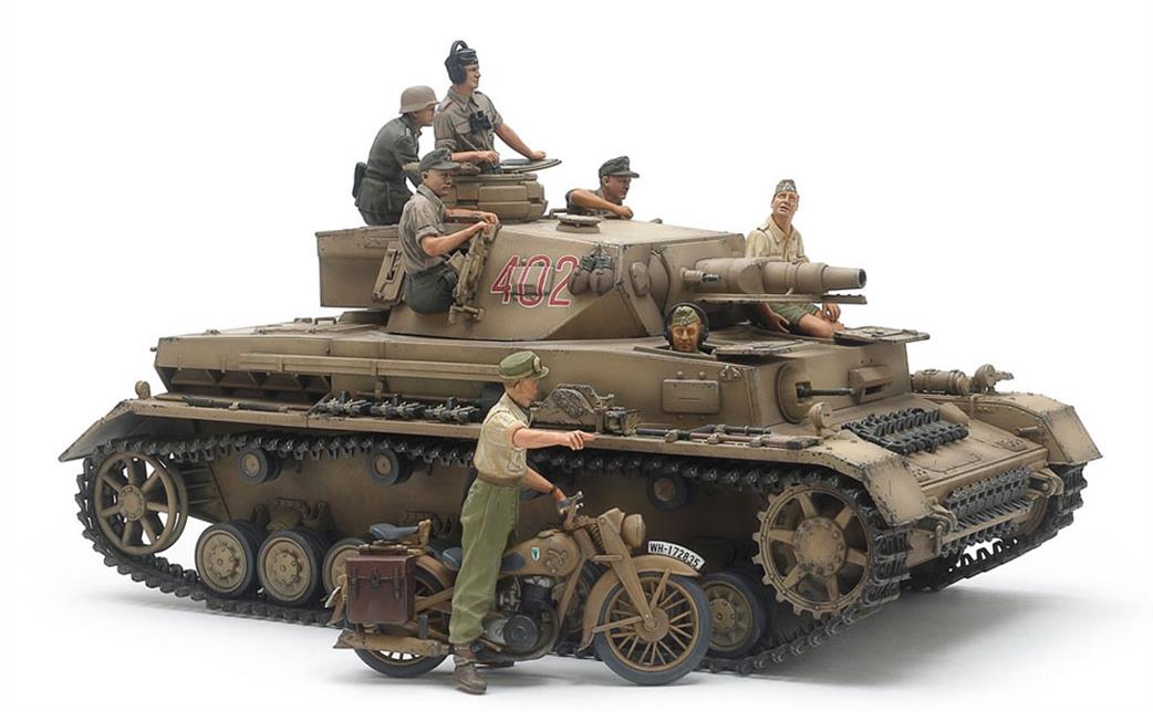 Tamiya 1/35 25208 Panzer Kampfwagon IV Ausf F & Motorcycle Set Limited Edition Kit