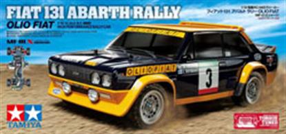 This R/C model assembly kit recreates the classic FIAT 131 Abarth Rally Olio Fiat on the easy to assemble and drive MF-01X rally chassis platform. The Fiat 131 Abarth Rally developed from the Fiat 131 Mirafiori which made its debut in 1976 and became champion in global rally races in 1977 and 1978. The kit depicts the Olio Fiat’s livery.