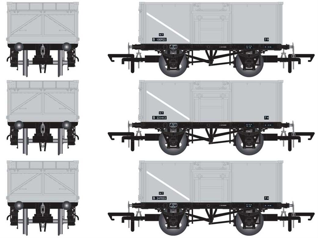 Accurascale OO ACC1023 Triple Pack C BR 16Ton Diagram 1/108 Welded Mineral Wagons Grey with Lettering on Black Patches 1950s