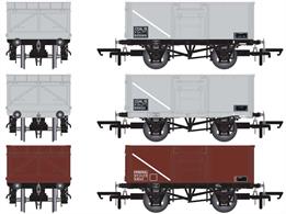 Acurrascale have announced a new model of the BR 16 ton steel bodied mineral wagons with extensive tooling options created to allow for many of the variations in construction and fittings on these wagons. Models of wagons with original welded or riveted construction bodies and rebodied wagons can be can be produced with 3 different end doors, 3 different buffer types, 2 different axlebox designs, 2 different hand brake levers and with standard 2-shoe Morton or 4-shoe independent brakes. Vacuum fitted variations can also be produced in future production batches.This pack of 3 wagons is finished with the the revised boxed lettering, two wagons in grey coded COAL 16, one in freight brown lettered MINERAL.