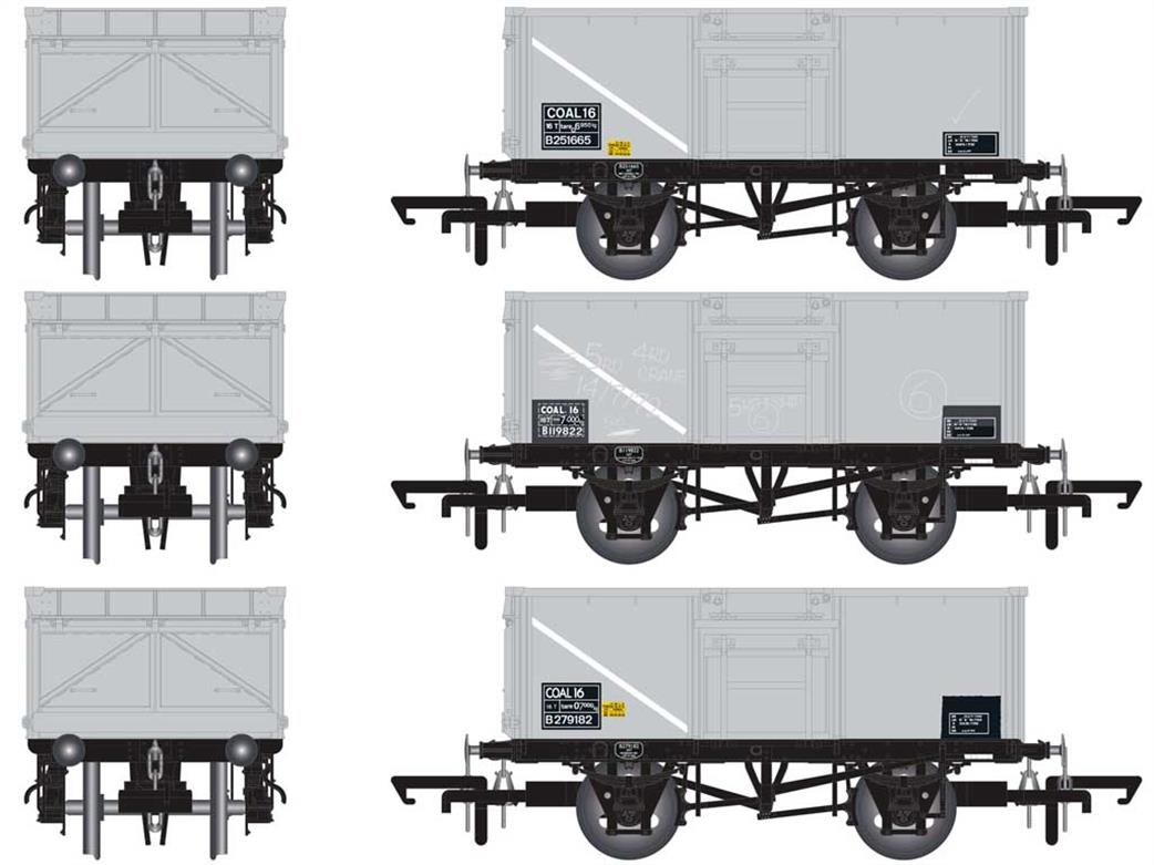 Accurascale OO ACC1026 Triple Pack E BR 16Ton Diagram 1/108 Welded Mineral Wagons Grey Boxed Lettering 1960s Pre-TOPS