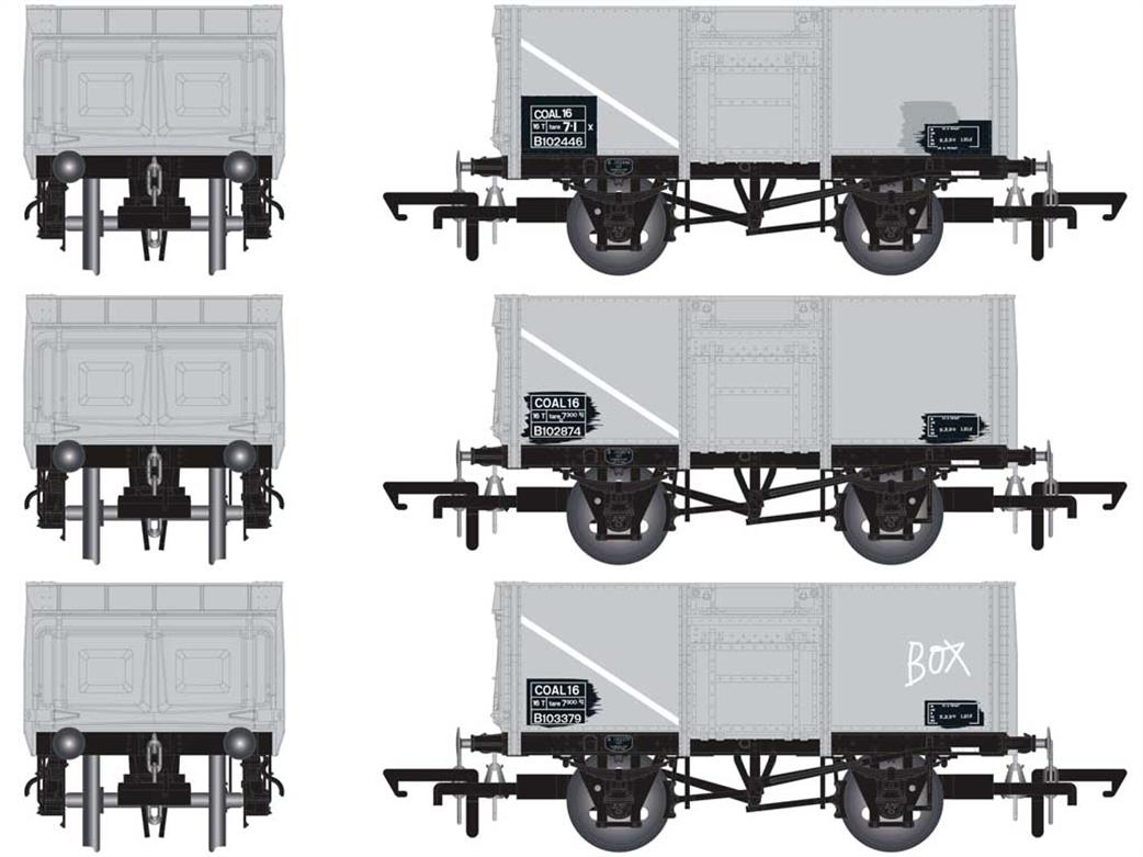 Accurascale OO ACC1029 Triple Pack H BR 16Ton Diagram 1/109 Riveted Mineral Wagons Grey Boxed Lettering 1960s Pre-TOPS