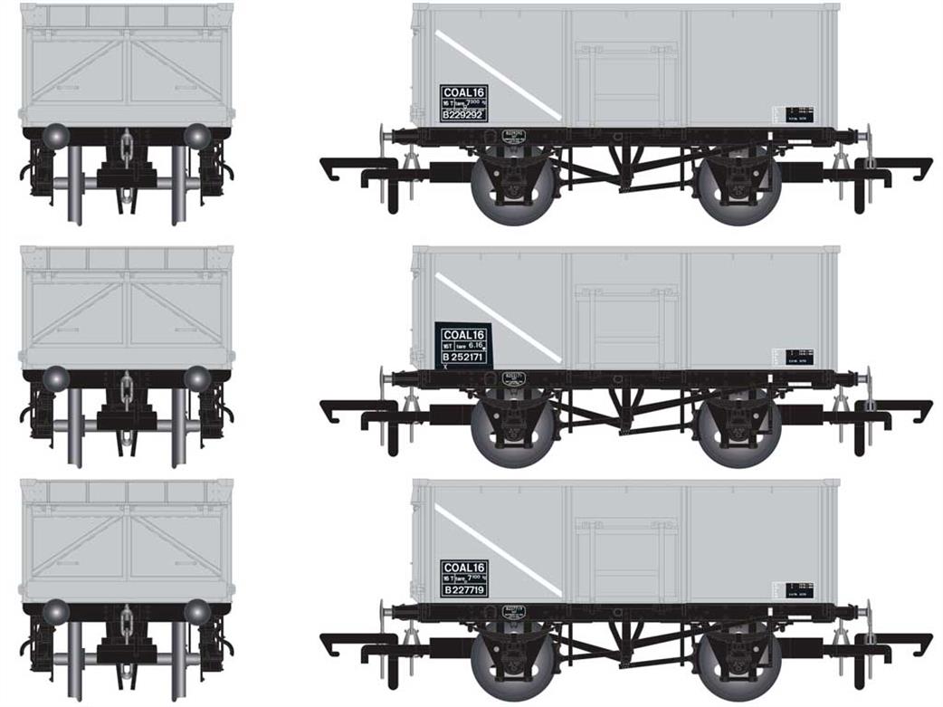 Accurascale OO ACC1061 Triple Pack N BR 16Ton Diagram 1/108 Rebodied Mineral Wagons Grey Boxed Lettering 1960s Pre-TOPS