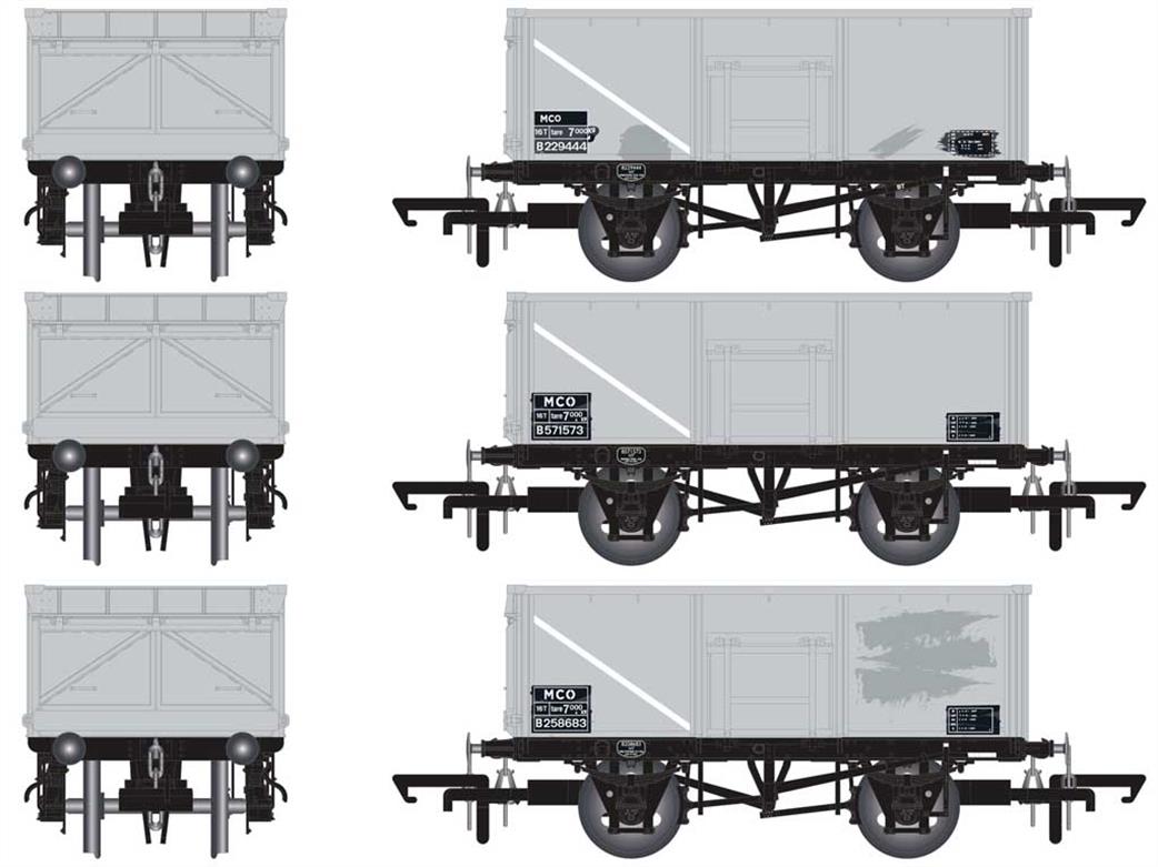 Accurascale OO ACC1058 Triple Pack K BR 16Ton Diagram 1/108 Mineral Wagons Grey TOPS code MCO