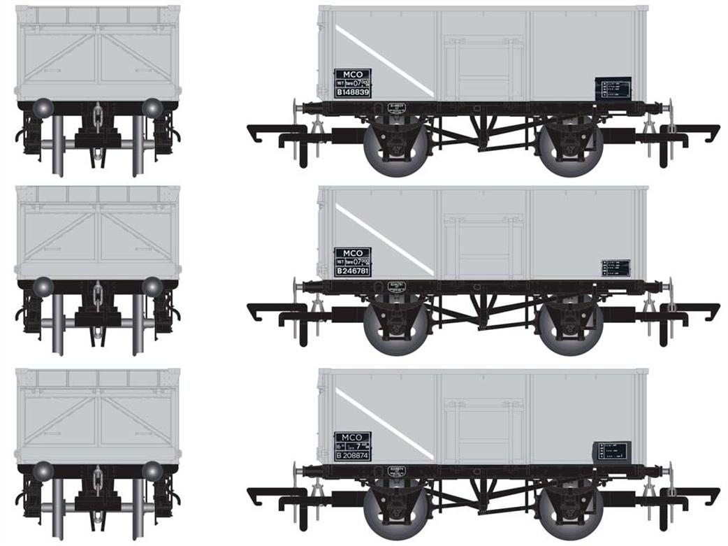 Accurascale OO ACC1059 Triple Pack L BR 16Ton Diagram 1/108 Rebodied Mineral Wagons Grey TOPS code MCO