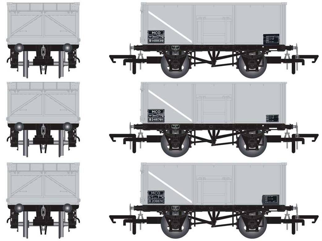 Accurascale ACC1059 Triple Pack L BR 16Ton Diagram 1/108 Rebodied Mineral Wagons Grey TOPS code MCO OO