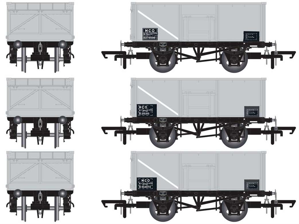 Accurascale OO ACC1060 Triple Pack M BR 16Ton Diagram 1/108 Rebodied Mineral Wagons Grey TOPS code MCO