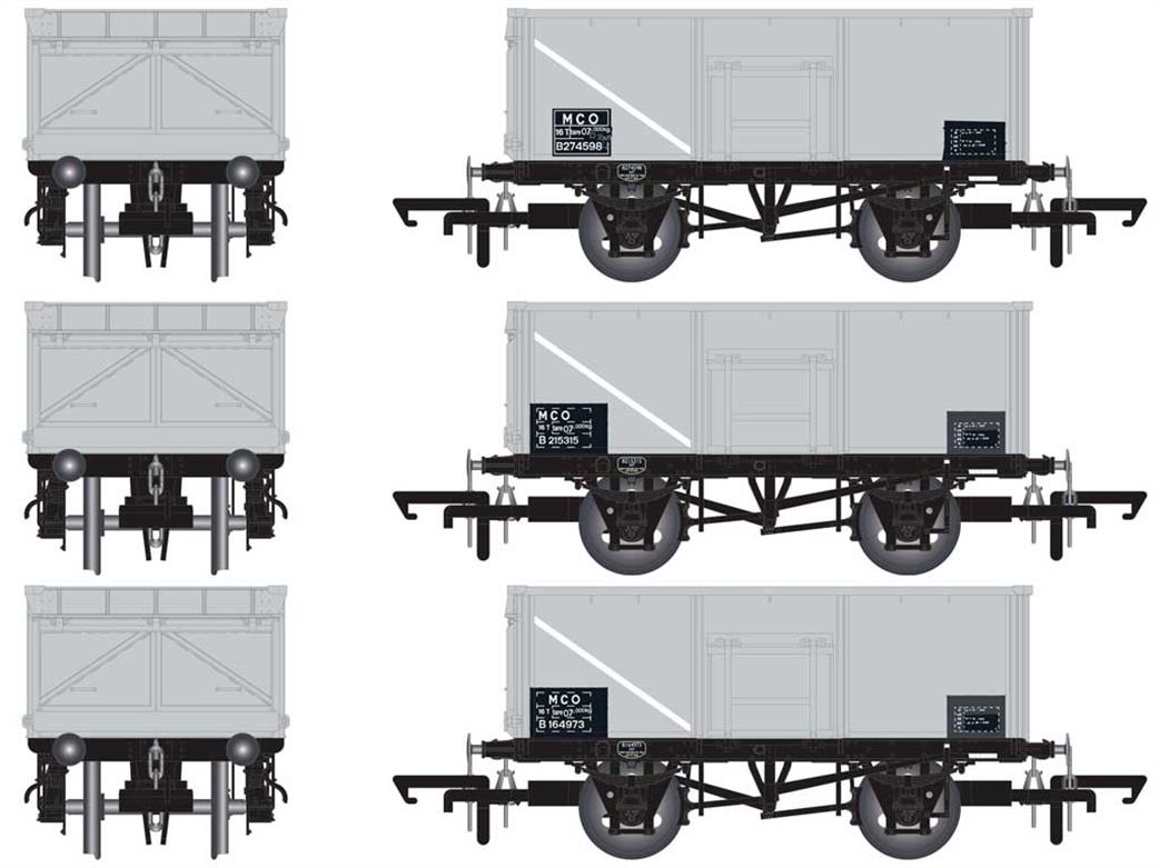 Accurascale ACC1060 Triple Pack M BR 16Ton Diagram 1/108 Rebodied Mineral Wagons Grey TOPS code MCO OO