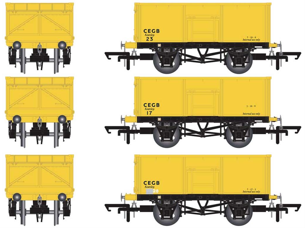 Accurascale OO ACC1073 Triple Pack S CEGB Kearsley Power Station 16Ton Mineral Wagons Internal User Yellow