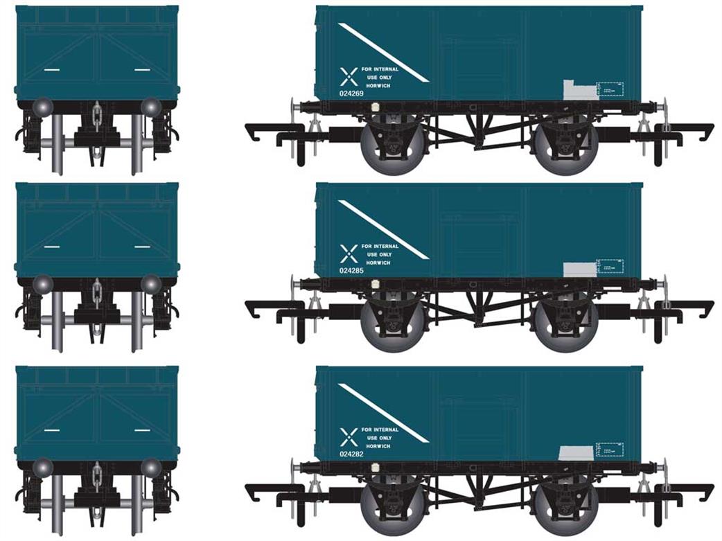 Accurascale OO ACC1074 Triple Pack T BR Horwich 16Ton Mineral Wagons Rail Blue