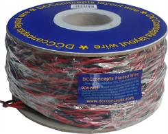25m drum of Red/Black/Red tripled wire. Ideal for model railway point motor use and helpful when trying to keep wiring tidy.