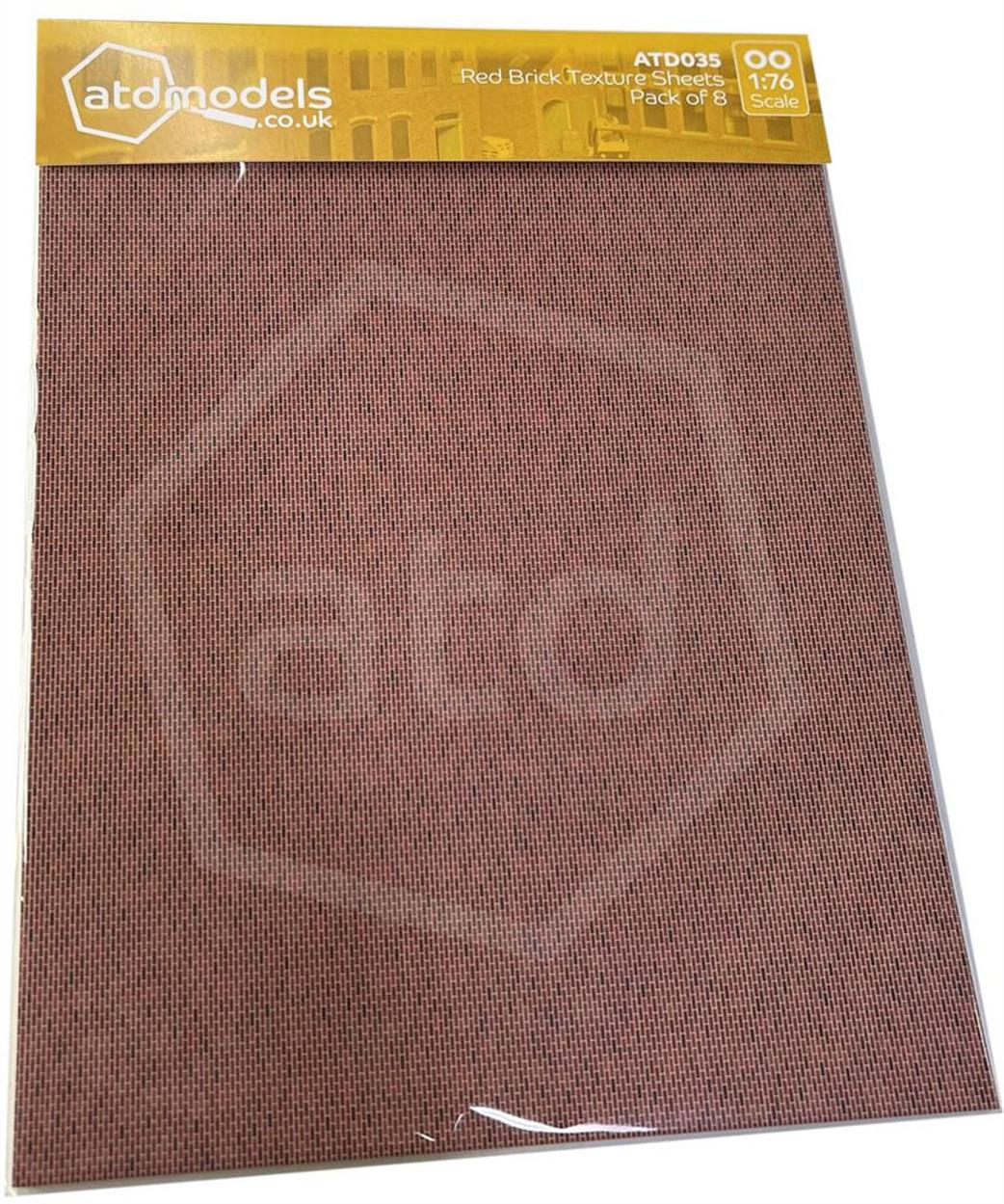 ATD Models OO ATD035 Red Brick Textured Card Builders Pack 8xA4 Sheets