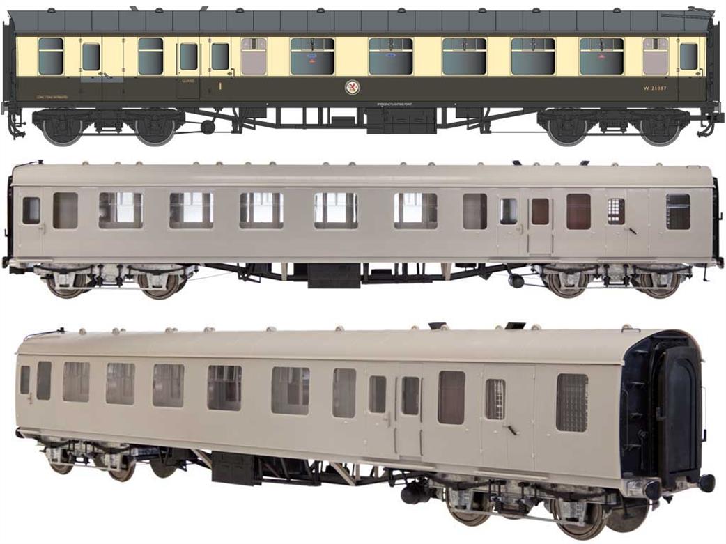 Dapol Lionheart Trains O Gauge 7P-002-301U UnNumbered BR Mk1 BCK Brake Composite Corridor Coach Chocolate & Cream