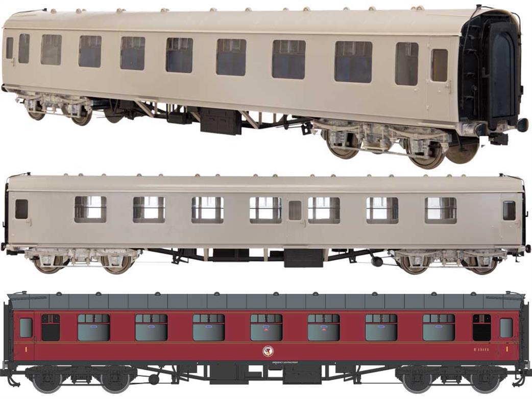 Dapol Lionheart Trains O Gauge 7P-002-050U UnNumbered BR Mk1 FK First Class Side Corridor Coach Maroon Livery