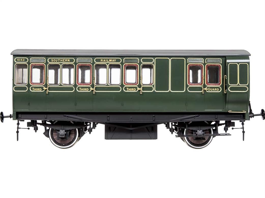 Dapol O Gauge 7P-020-551 SR ex-LB&SCR Stroudley Brake Third Class 4-Wheel Coach 4143 Southern Lined Green