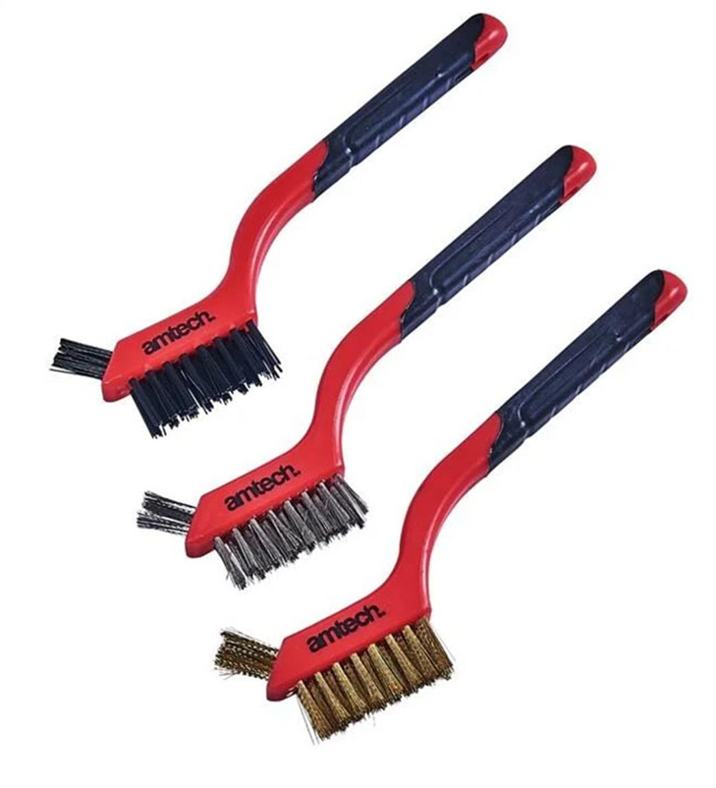 Am-Tech  S3535 3pc 2 In 1 Cleaning Brush Set