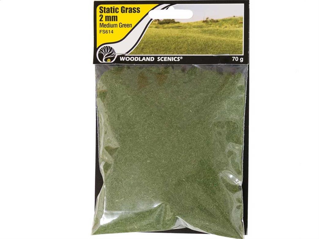 Woodland Scenics  FS614 2mm Medium Green Static Grass 70g