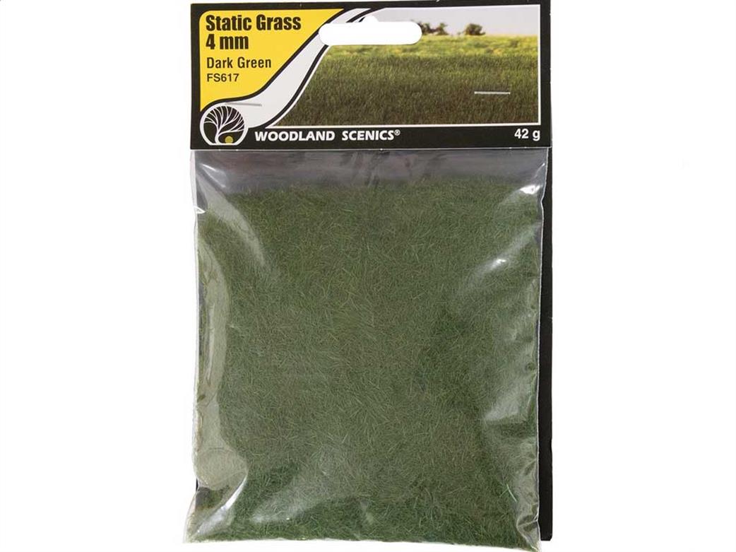 Woodland Scenics  FS617 4mm Dark Green Static Grass 70g